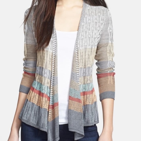 NIC+ZOE Sweaters - Nic+Zoe Womens Silk Rayon Waffle-Knit Open Front cardigan Sweater Petite Large